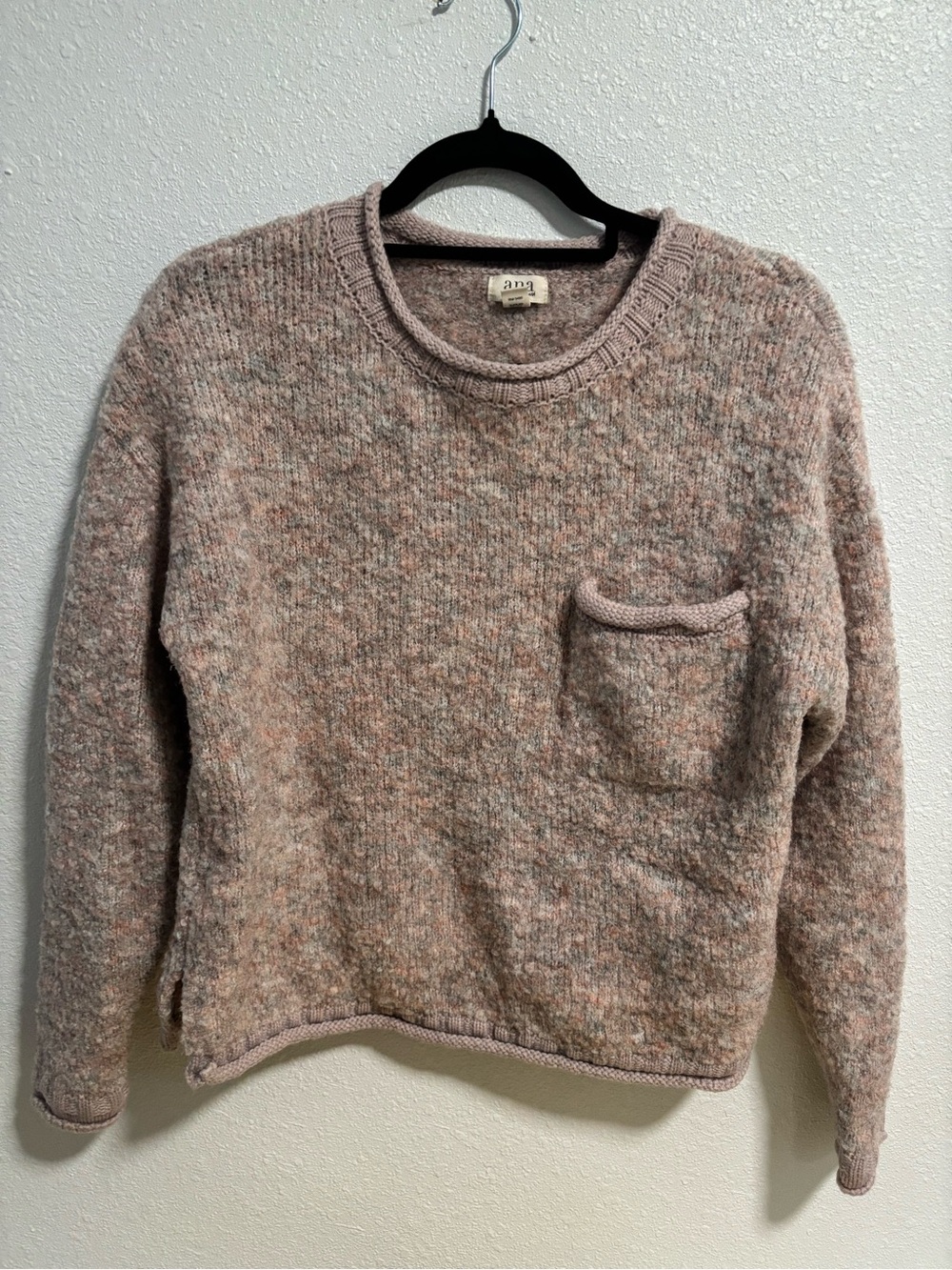 a.n.a Heathered Blush Crewneck Sweater with Pocket